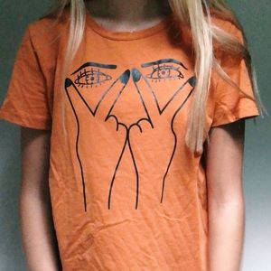 F21 mustard graphic tee